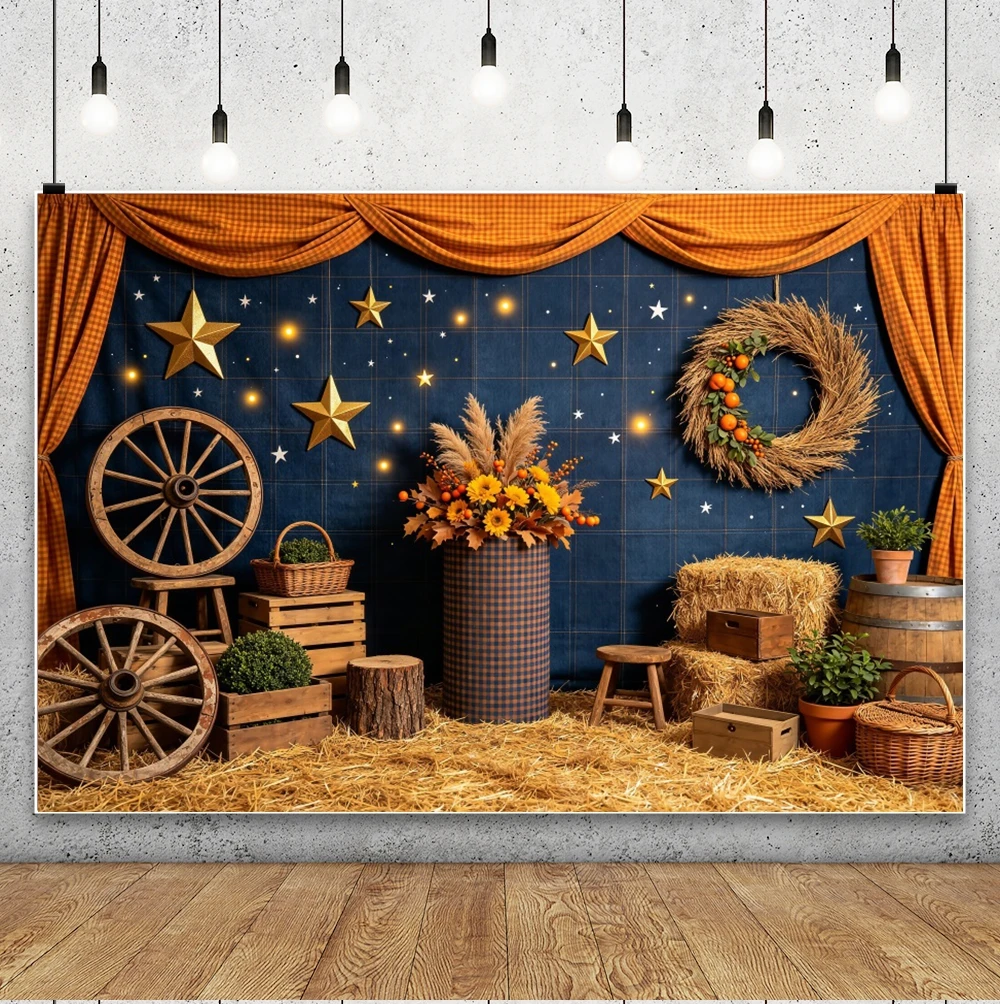 Western Cowboy Barn Door Photography Backdrop Rustic Wooden Wall Wheel Kids Baby Cake Smash Photocall Girls Birthday Background