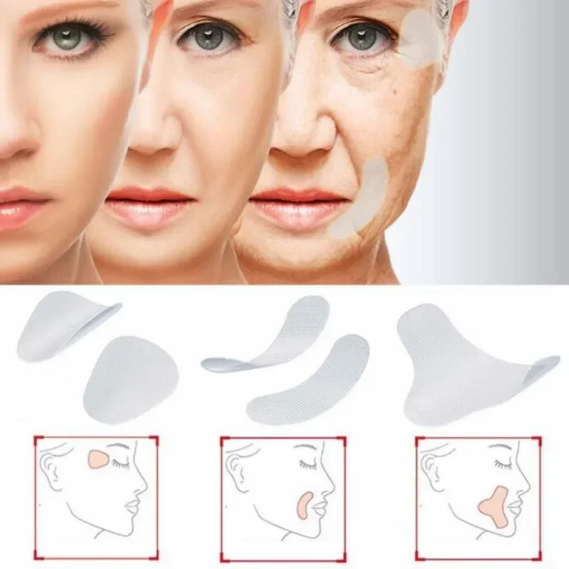 63Pcs(12+24+27)Facial Line Wrinkle Sagging Skin Lift Up Tape Frown Smile Lines Forehead Anti-Wrinkle Patches Anti-aging Stickers