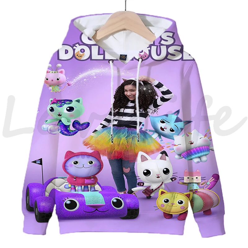 Gabbys Dollhouse Hoodies Children Cute Cartoon Sweatshirt Boys Girls Autumn Tops Gabby Cats Print Pullover Sudadera Kids Clothes