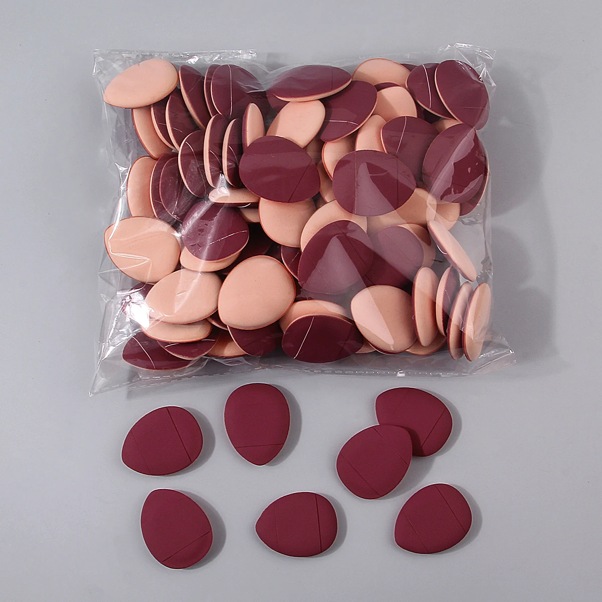 30/50/100PCS super affordable teardrop-shaped mini powder puff set, non-sticking powder cushion thumb powder puff makeup tool