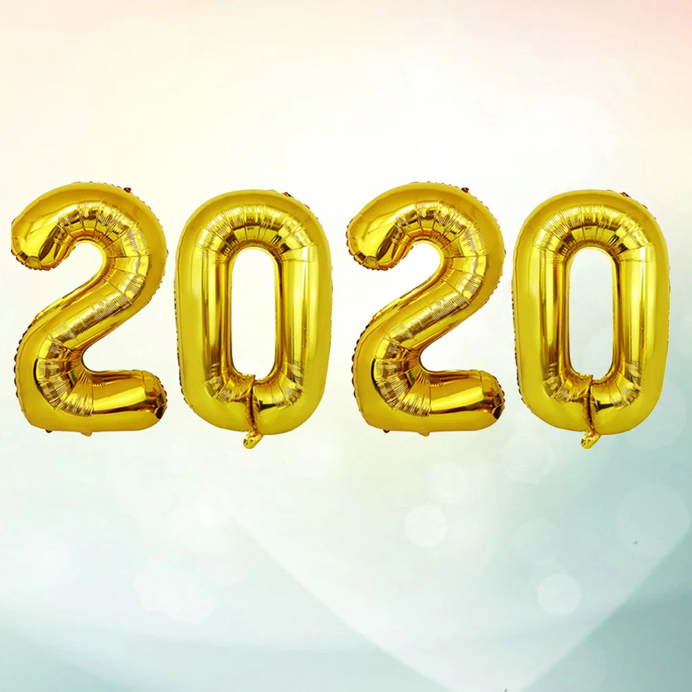 

2020 Number Balloon Set Aluminum Foil Party Decoration Supplies Golden Large Size Easy Inflate Leak-Proof Bright