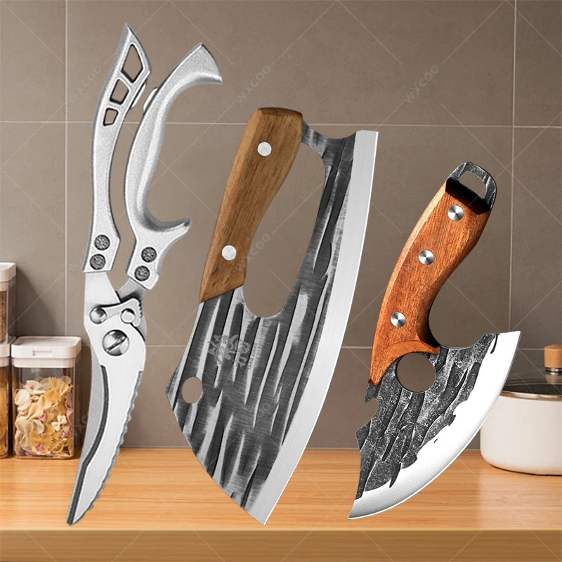 

Hand-forged Barbecue Knife Stainless Steel Boning Knife Kitchen Vegetables Fish Meat Cleaver Slicing Sharp Kitchen Scissors