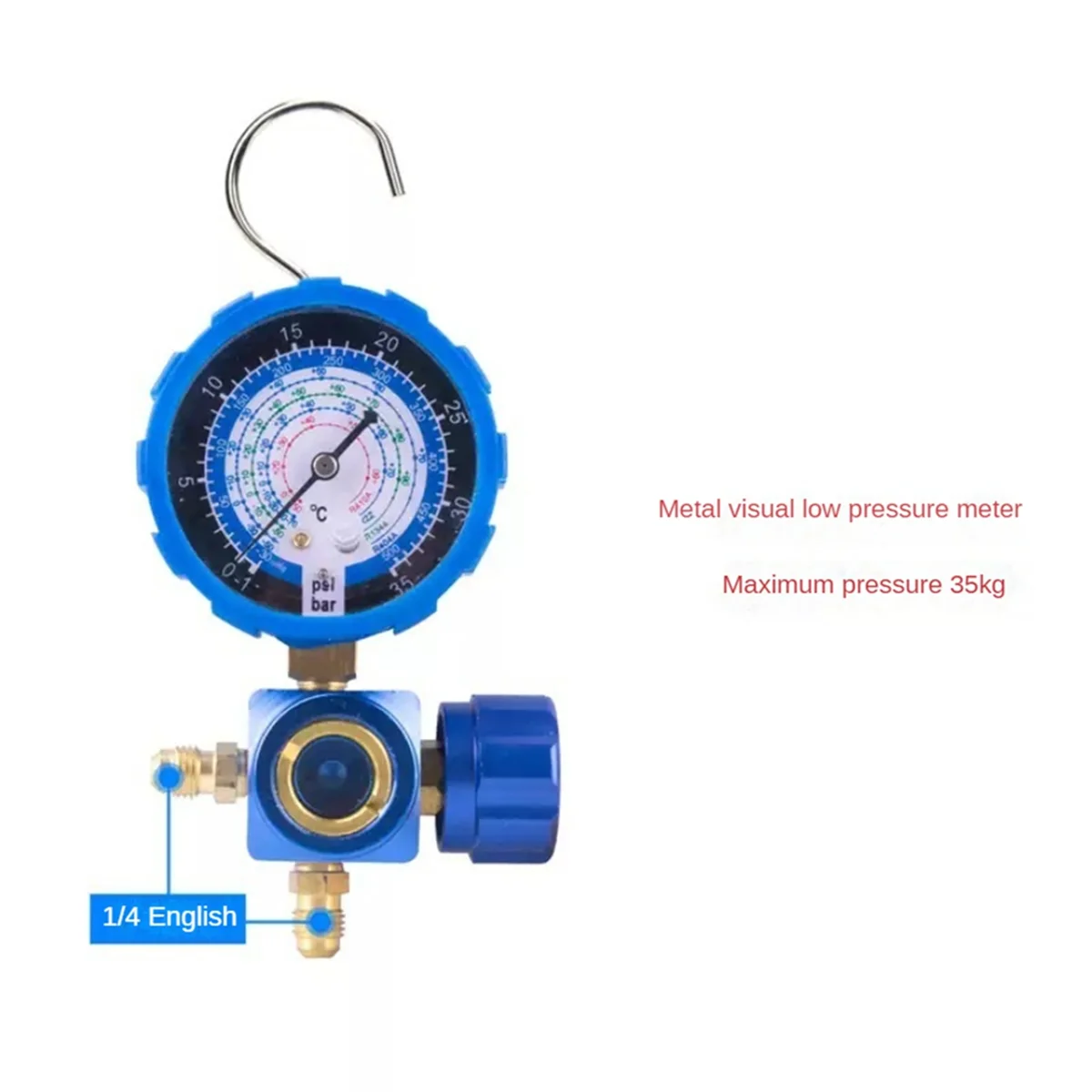 Airconditioningmeter Voor R410a R22 R134a R404a Koelmiddelen Spruitstuk Manometer Klep Met Visuele Spiegel 500psi Blauw