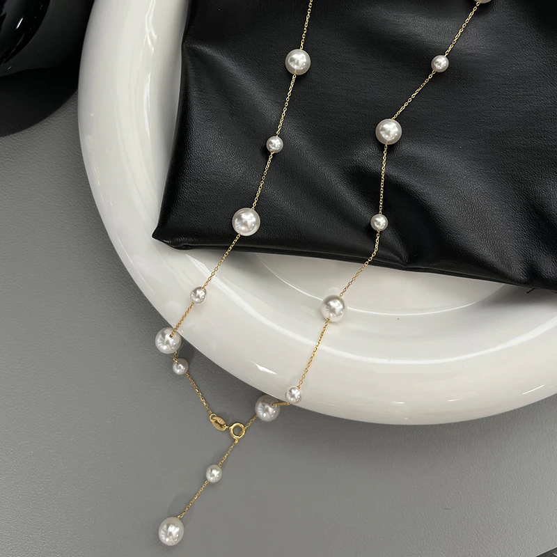 2025, neues Design, elegante Imitationsperlen-Quasten-Halskette mit mehreren Tragen, trendiges Schmuckzubehör für Frauen und Mädchen – Detail 13