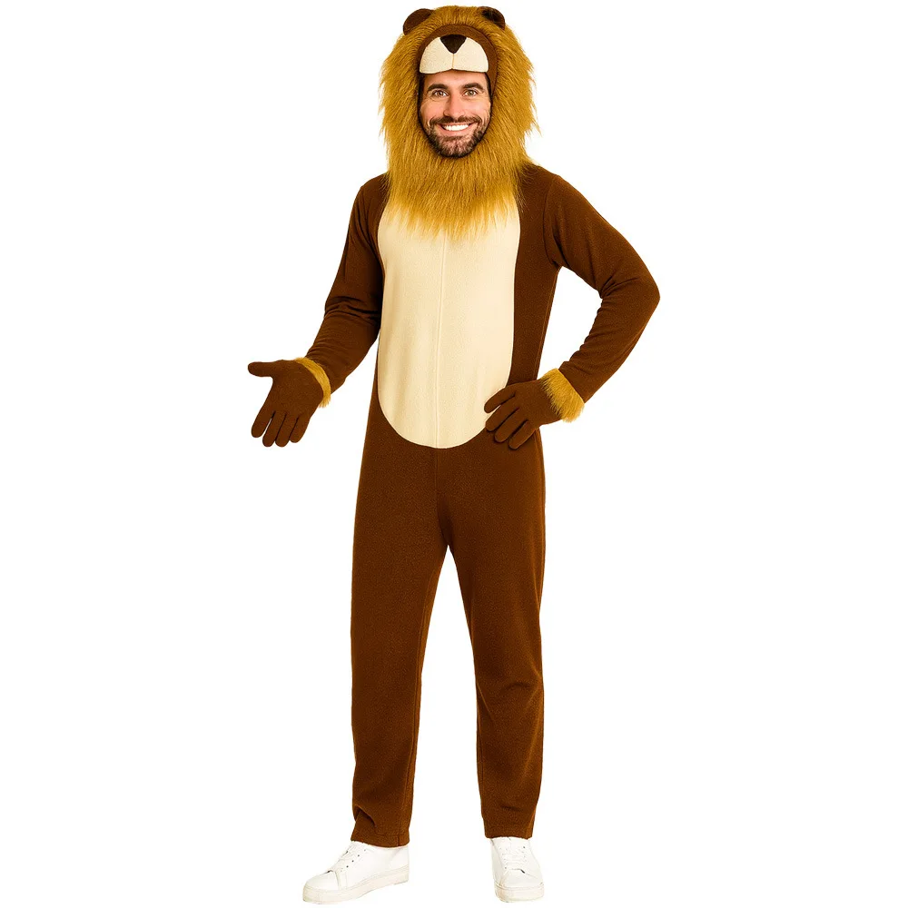 

Halloween Lion Costume Adult Men Women Animal Cosplay Stage Show Dress up Jumpsuit 2025
