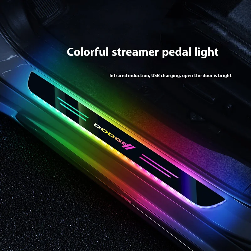 

For Dodger SRT RAM Challenger Charger Durango Journey Avenger Car wireless LED welcome pedal threshold light atmosphere light