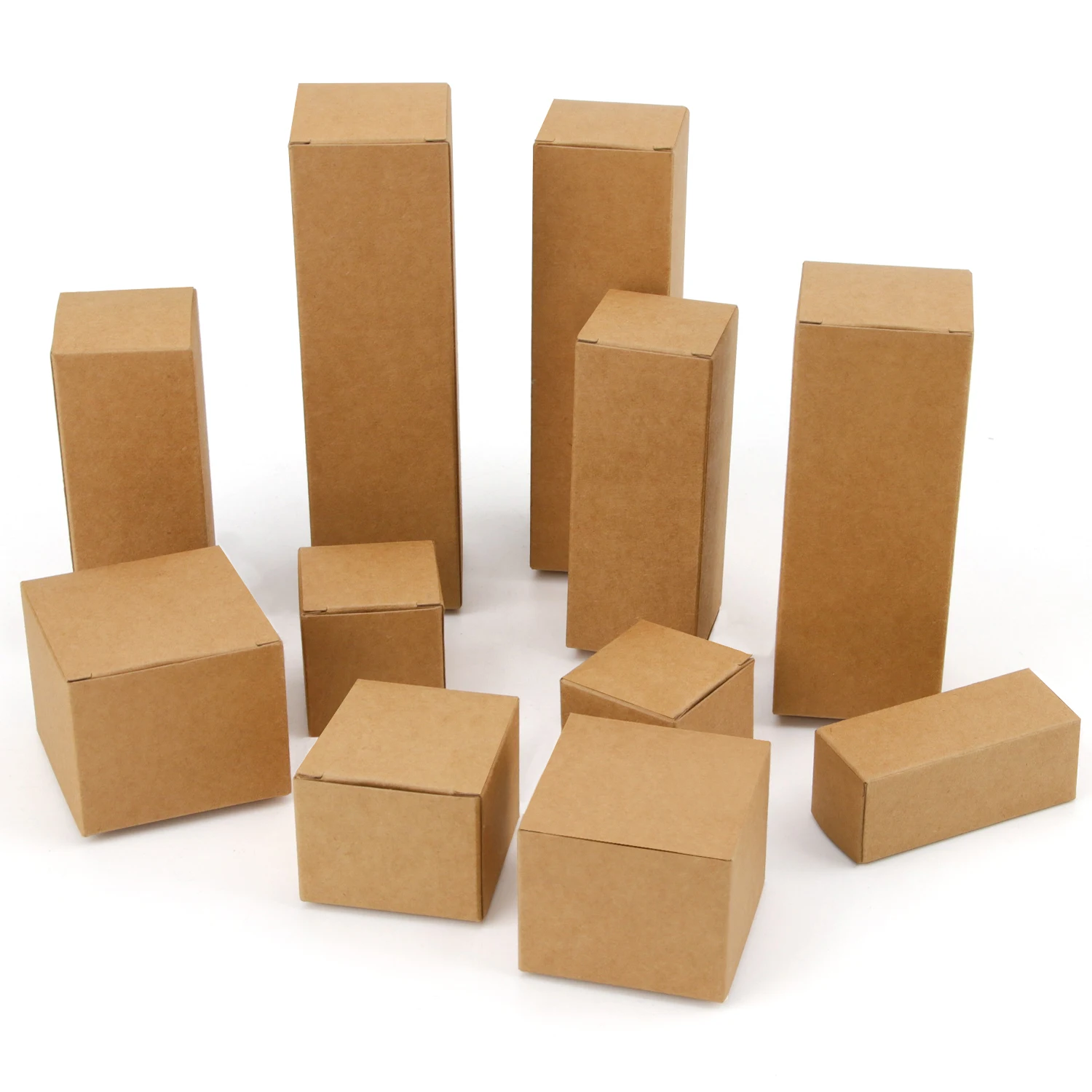 50pcs / brown kraft carton DIY handicrafts packaging carton Wedding   Party Box Multi Size