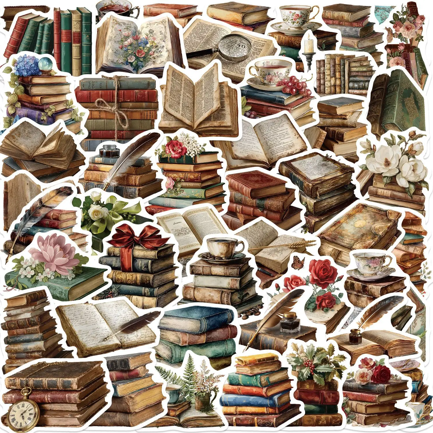 

50 шт. виниловых водонепроницаемых наклеек в стиле ретро-книг для ноутбуков, телефонов, чехлов, бутылок для воды, DIY-декора