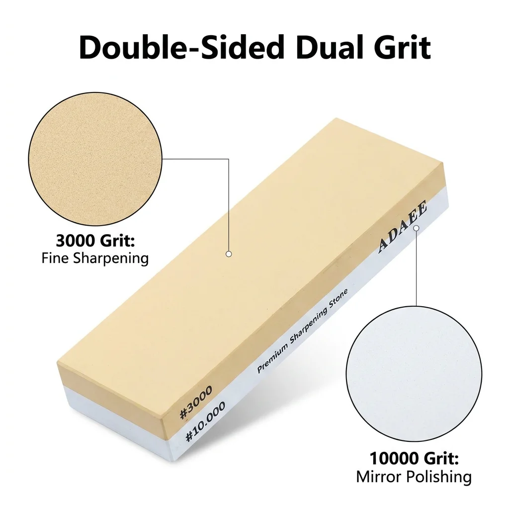 200x75x29mm 1kg Double Sided Whetstone 3000/10000 Grit White Corundum Knife Sharpening Stone with Non-slip Base