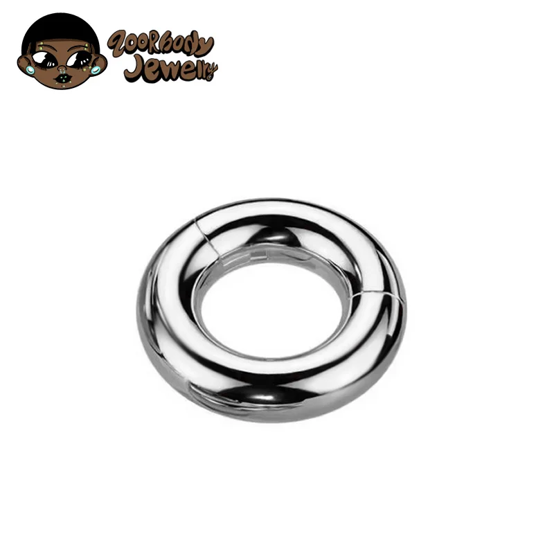 ASTM F136 Titanium Grote Gauge 4G 6G 8G 10G Enkele Scharnierende Clicker Segment Hoop Ring spiegel Septum Neus Piercing Anodiseren Lichaam