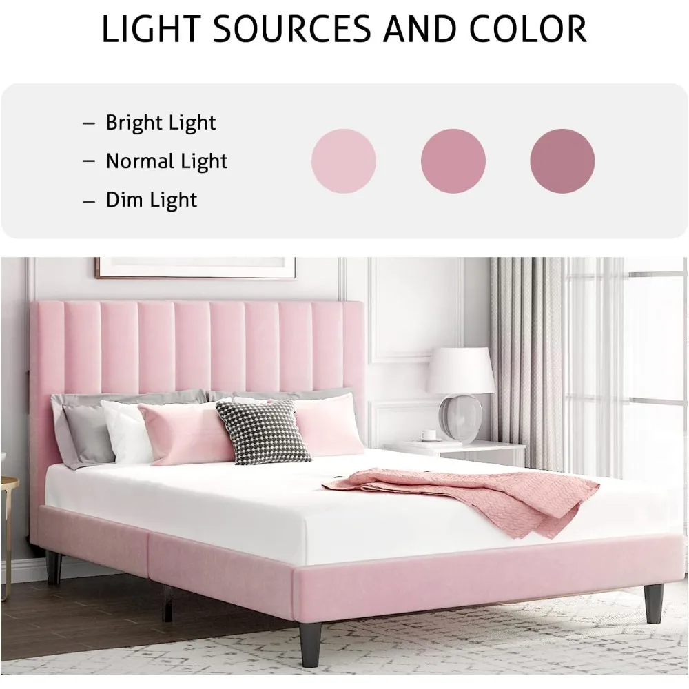 Cerlin Velvet Upholstered Platform Bed Frame - Full Size with Headboard, Wood Slat Support, Mattress Foundation, No Box Spring N