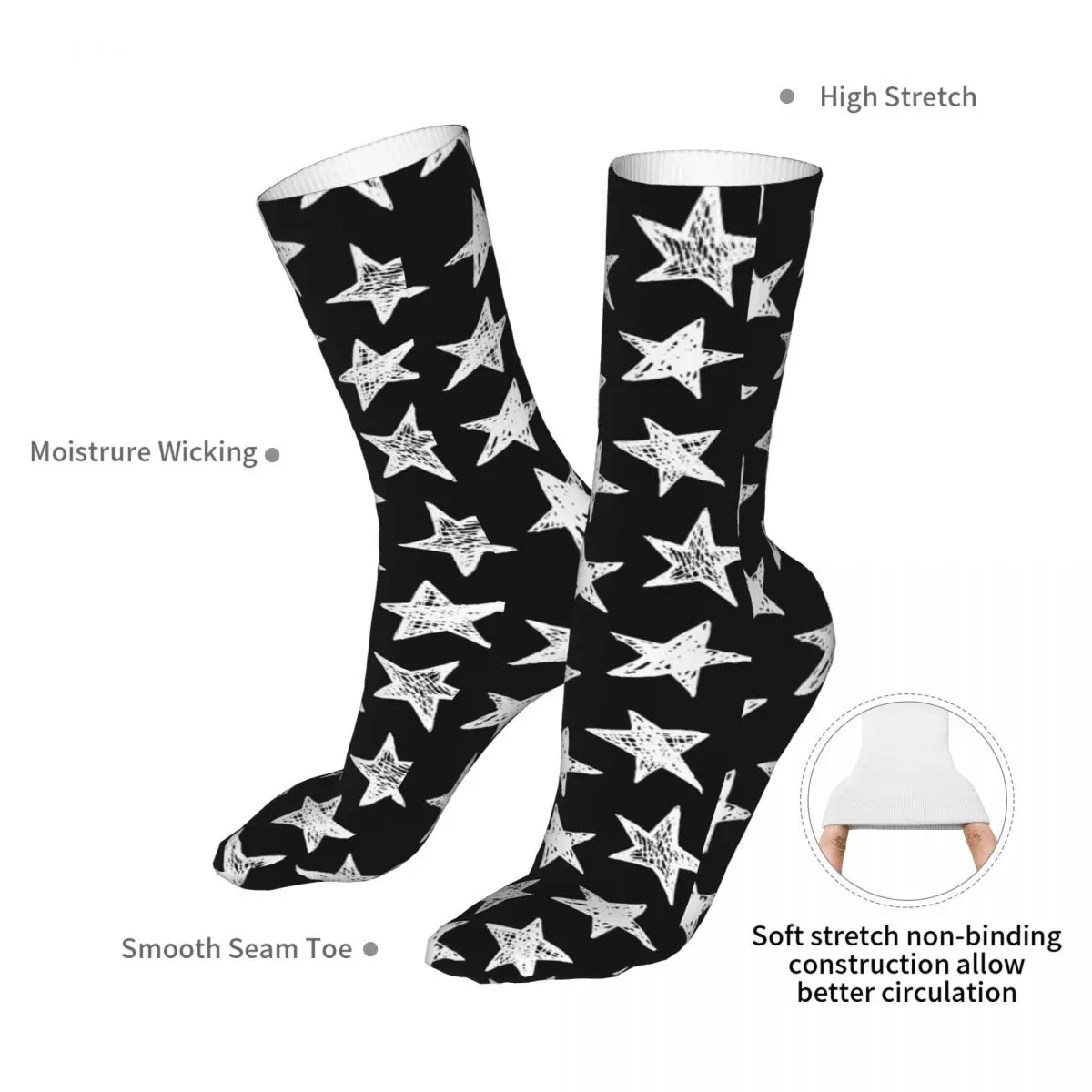 Men Bike Star Pattern Socks Cotton Happy Woman Socks