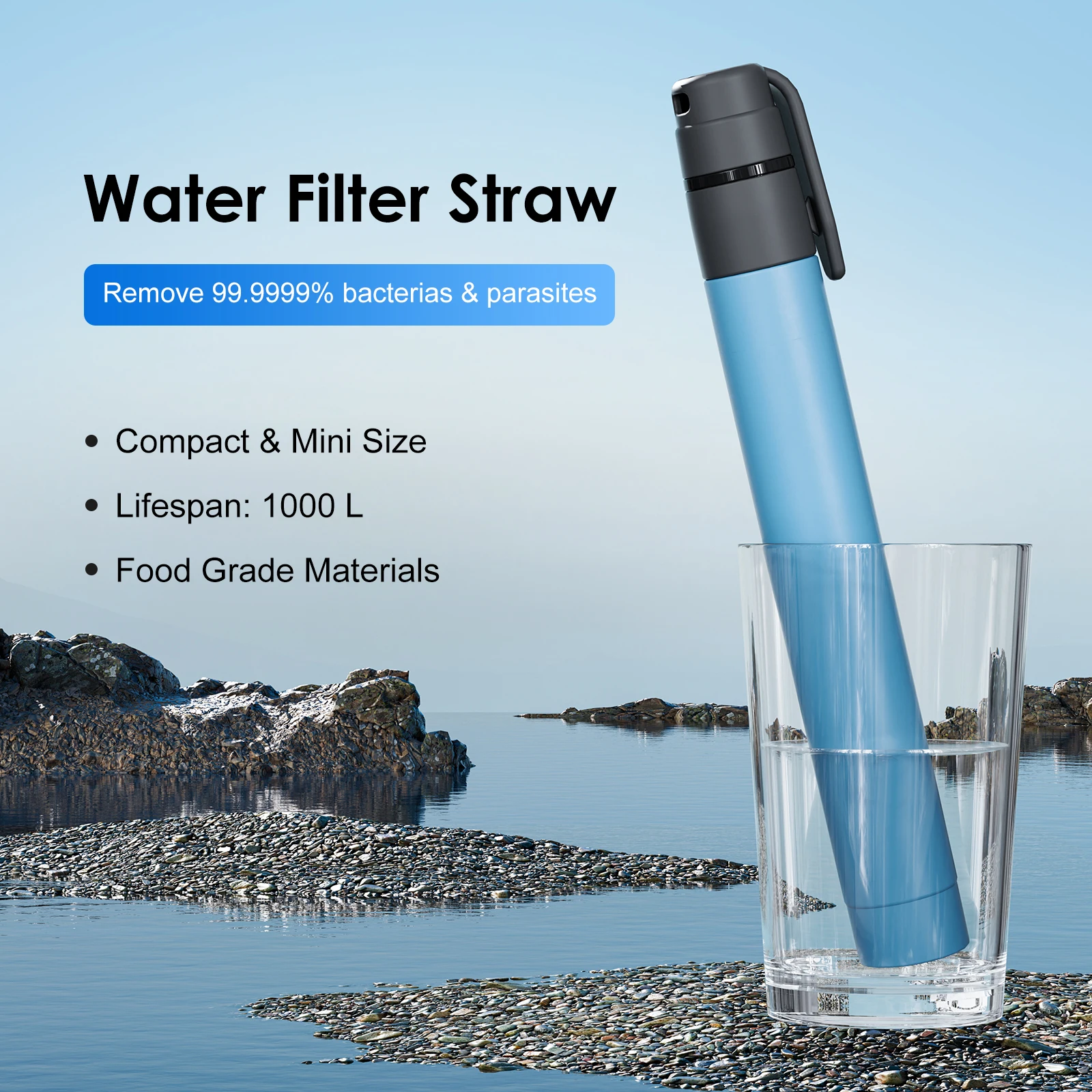 1-4pcs Outdoor Mini Water Filter Straw Emergency Portable Water Filtration System for Camping Hiking Travel Aquatic Purifier