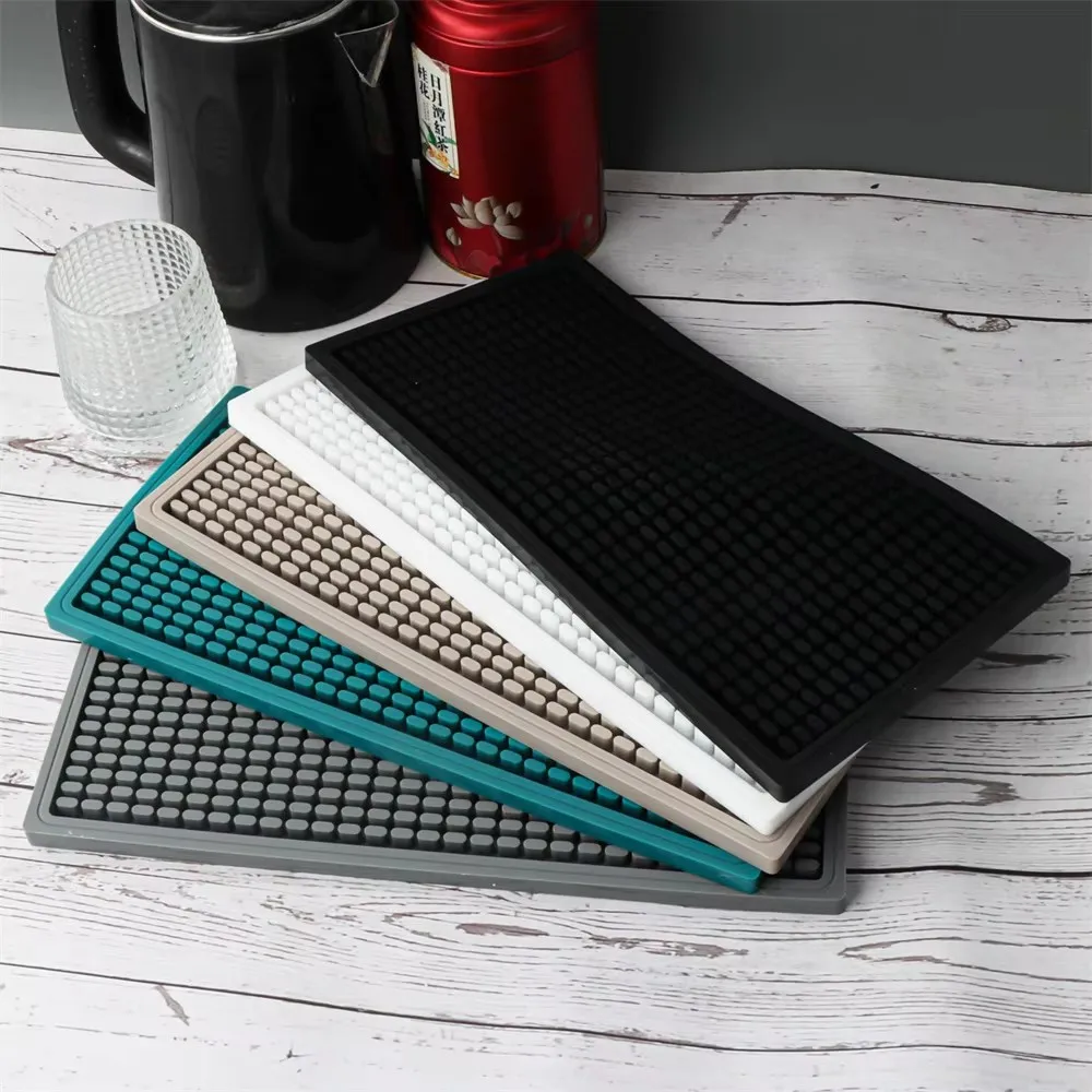 Silicone Coffee Bar Mat, Non-Slip Rubber Drip Tray, Heat Resistant Countertop Mat for Coffee Machine & Bar Decor