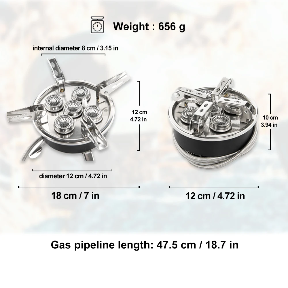 Widesea Camping 8800W Gas Stove Outdoor 5in1 Big Power Burner Portable Folding Furnace Picnic Equipment Cooking Hiking Supplies