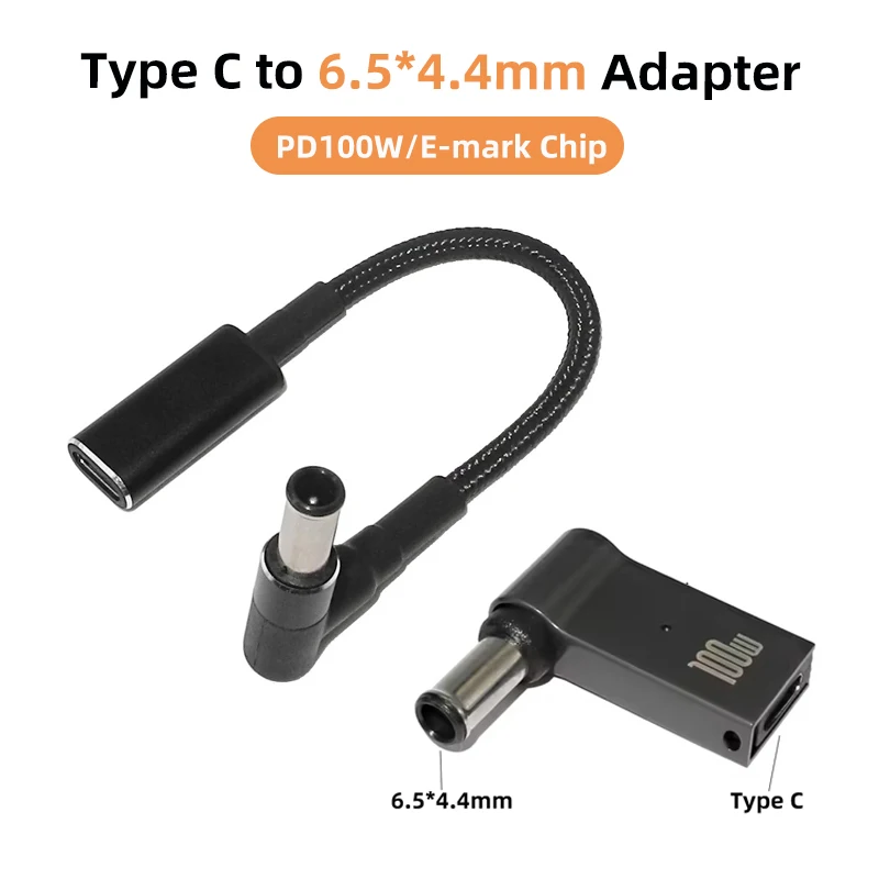 

100W Type C Plug Converter USB C Female to 6.5x4.4 6.5*4.4mm Adapter Connector Jack PD Fast Charging Cable Cord for Sony LG