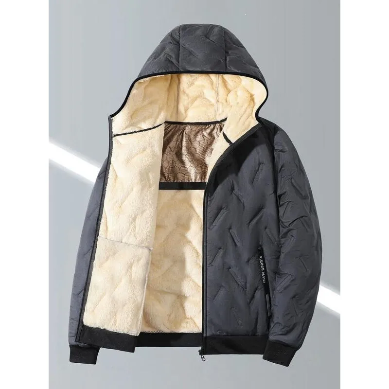 

Men's Hooded Winter Jacket Fleece Lined Cotton Padded Coat Outdoor Wear Resistant Long Style for Couples Spring Season