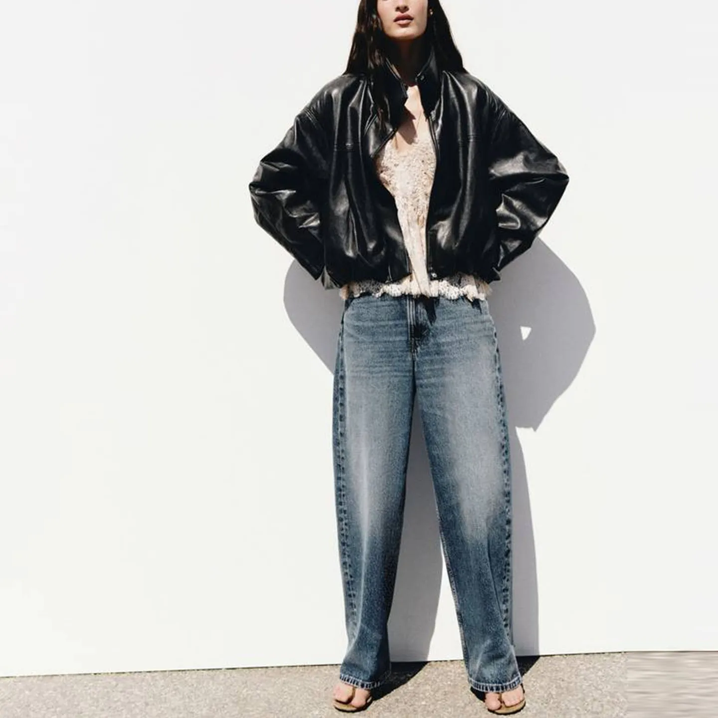 Women's Casual Long Sleeve Stand Collar Bubble Hem Oversized Outerwear Autumn Fashion ZADATA Brand Zipper Closure Coat