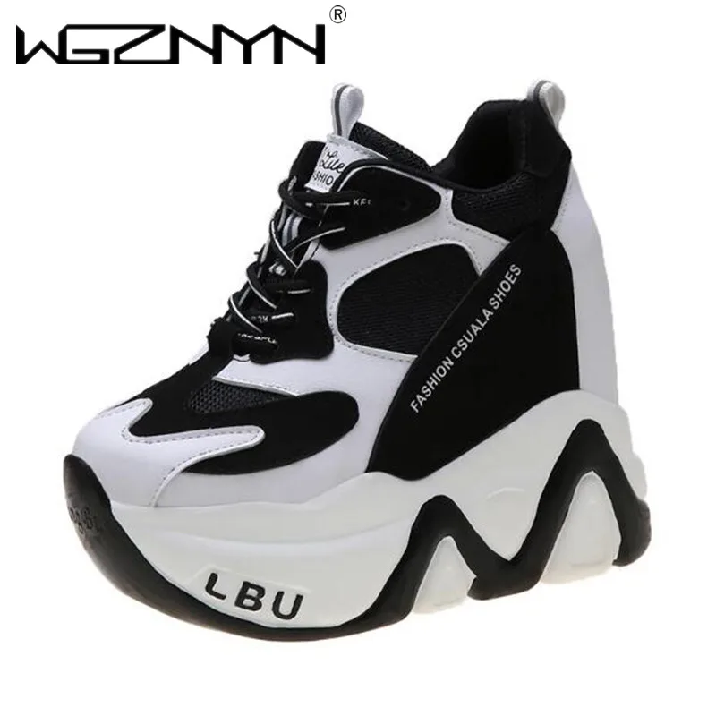 

2024 Women Platform Sneakers Autumn Breathable Wedges Casual Shoes 12.5CM High Heels Thick Sole Sneakers Woman Deportivas Mujer