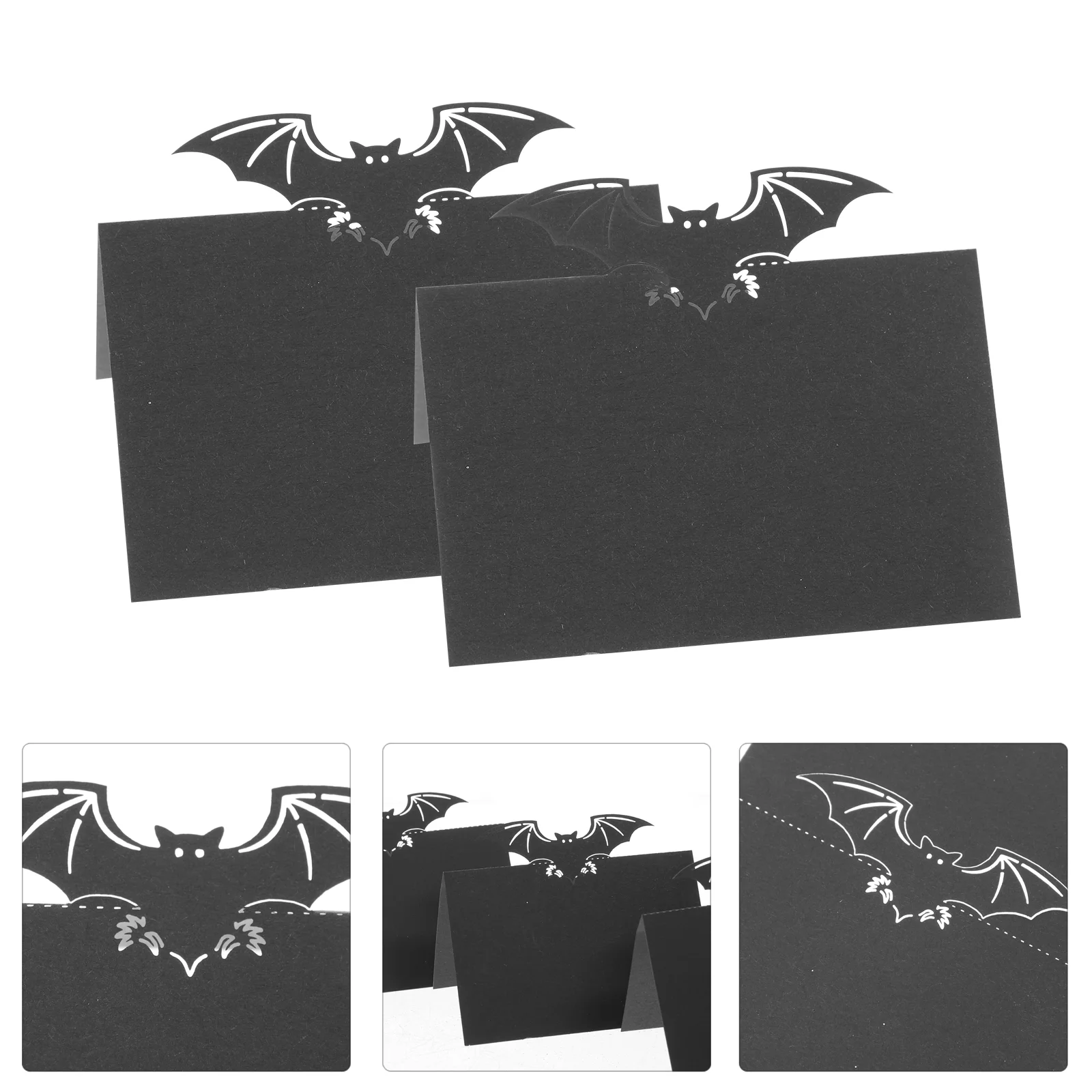 50 pçs configuração marcador cartão assento cartões em branco morcego preto nome do lugar para mesa decoração de nota de halloween