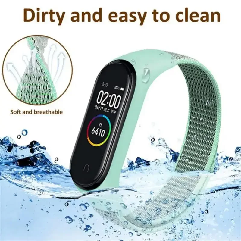ไนลอนสําหรับ Xiao mi mi Band 4/5/6/7 สายรัดข้อมือกีฬา Breathable สร้อยข้อมือสําหรับ mi band 4/5/6/7 เปลี่ยน Correa สายคล้อง