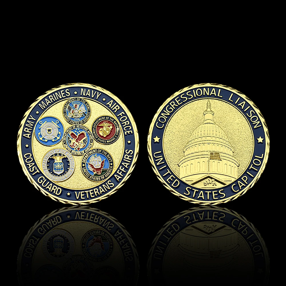 US Military Challenge Coin Army Navy Marines Air Force Coast Guard Veterans Affairs Capitol Liaison Commemorative Gift
