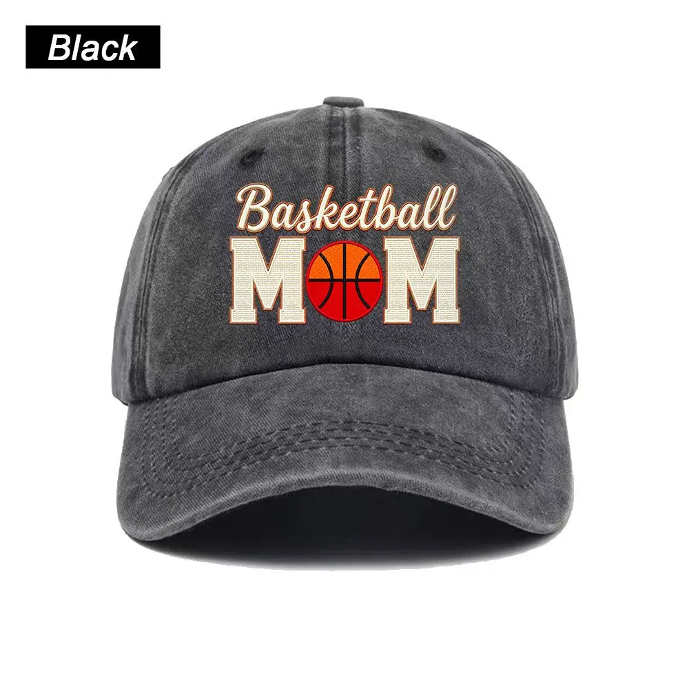Vintage Washed Baseball Cap Basketball Mom Print Graphic Unisex Streetwear Casual Trucker Style Summer Cotton Sun Hat
