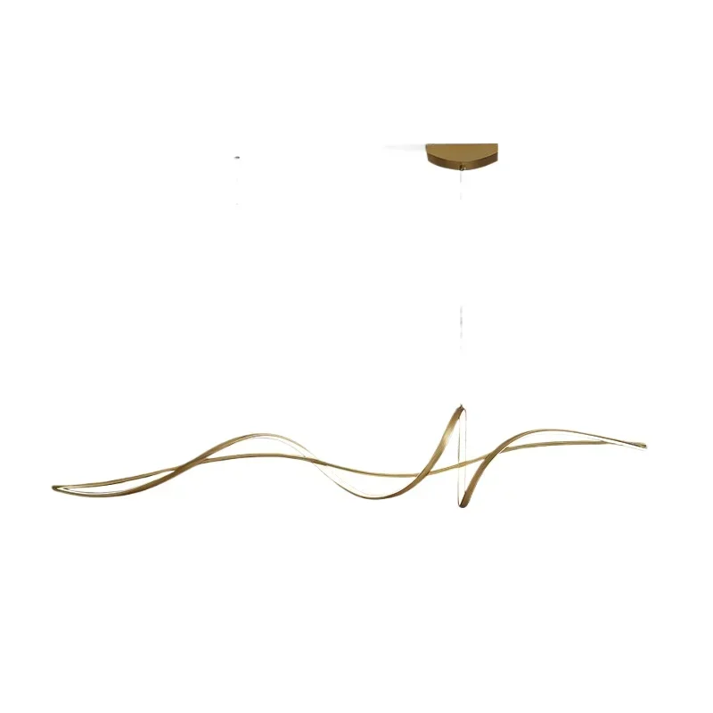 

All-copper modern, simple restaurant chandelier, Italian minimalist dining table, light luxury dining room chandelier