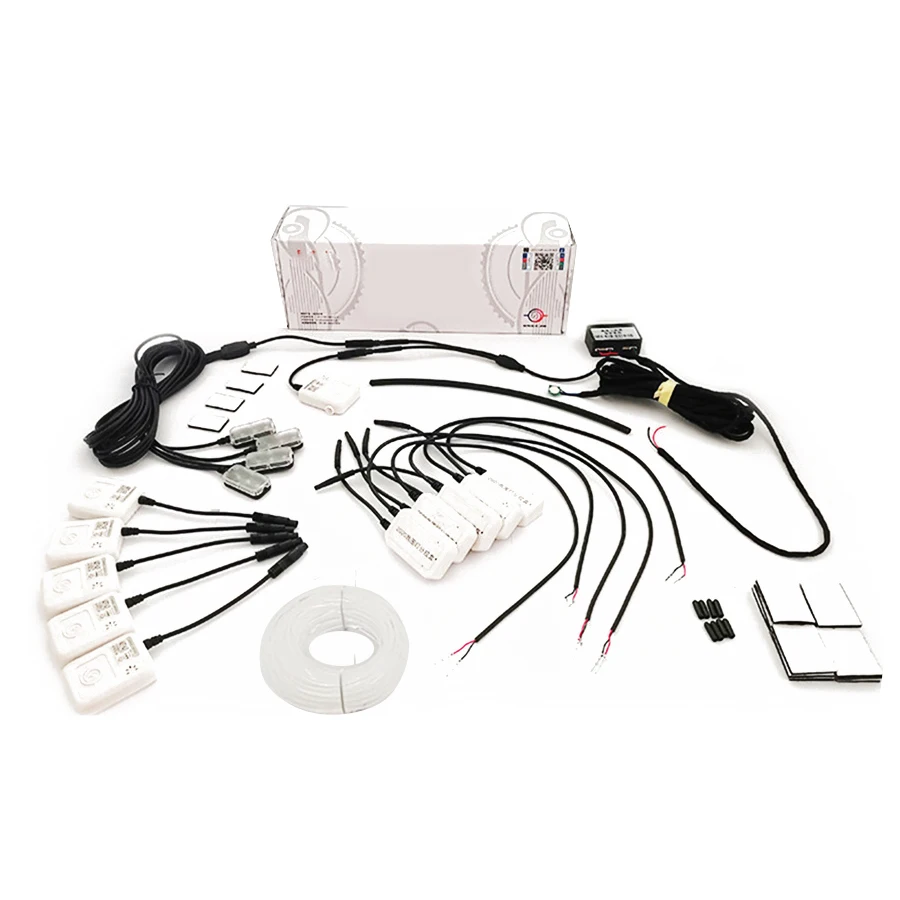 Car Ambient Light Foot Lamp 3W X RGB (6 + 4) Wireless No Threading 6M Optical Fibre App Control with Touch Color button