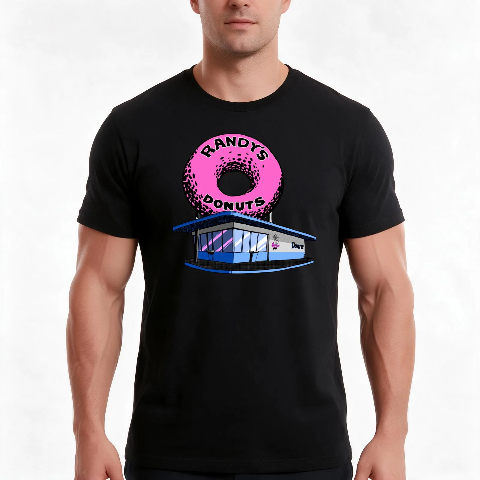 Donut Shop II T-Shirt, Summer Casual Cotton Tee, Oversized Streetwear Tops, Vintage Graphic Print, Loose Fit Short Sleeve