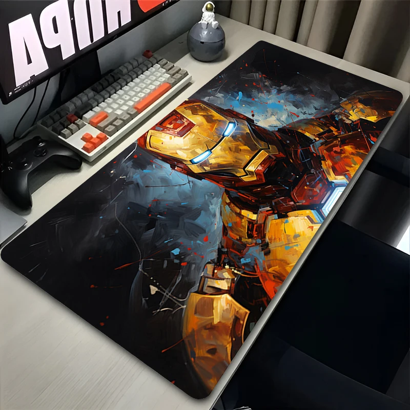 Marvel Iron Man Mouse Pad Anime HD Rubber Keyboard Mousepad Suitable For Office Desk Laptops Gaming Accessories Non Slip 900X400