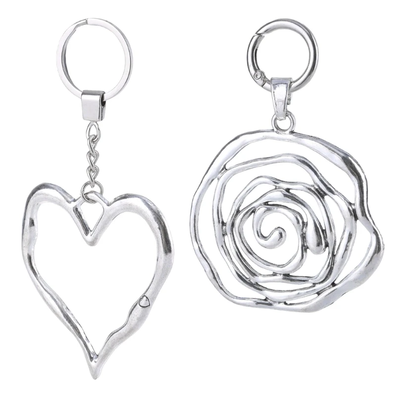 Eye Catching Irregular Pendant Keychain Novelty Keychain with Irregular Heart/Flower Charm Distinctive Handbag Ornament