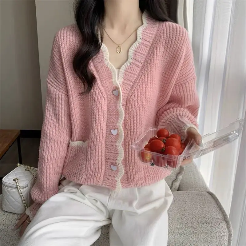 

Женский милый нежный свитер большого размера - 2025 SA, новый мягкий уютный высококачественный кардиган с длинными рукавами, весна-осень