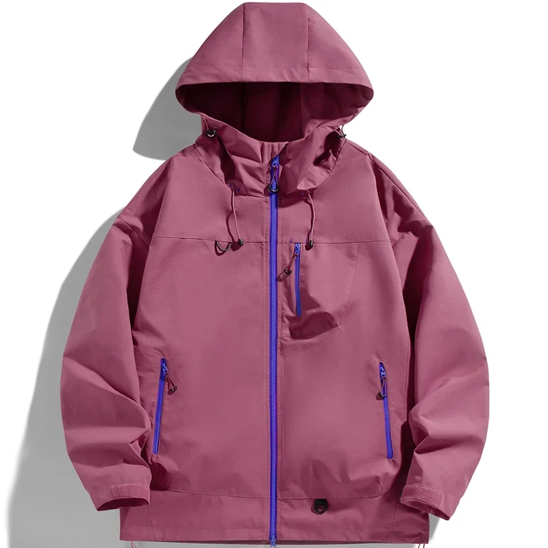 Hooded Hardshell Men's Coat Spring Thin 2025 New Fashion Popular High Quality Loose Outdoor Cargo Jacket Men