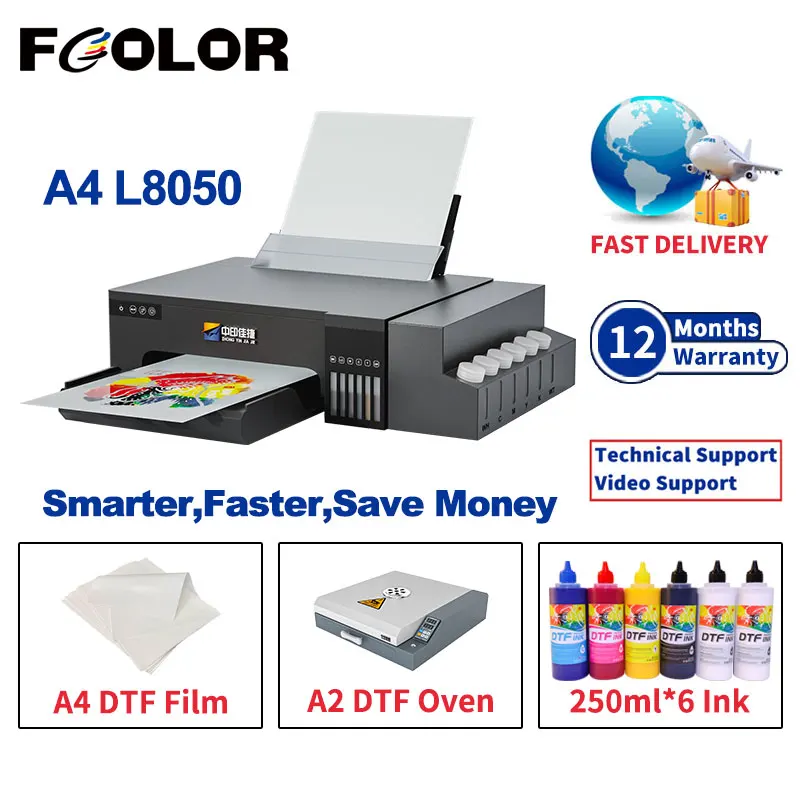 Fcolor A4 L8050 DTF Printer with Oven T shirt Printing Machine For DIY T-Shirt