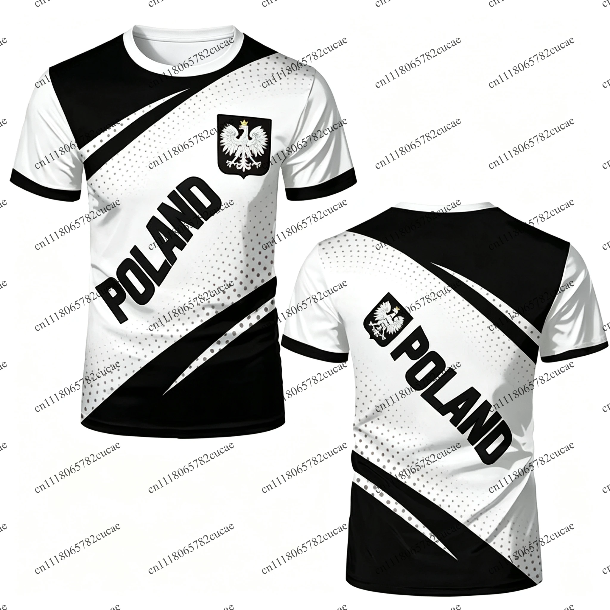 Polish National Team Fan Shirt, POLAND Letter Emblem Printed Short-Sleeved Shirt, Loose and Versatile Sports Training T-Shirt