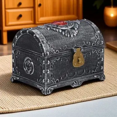 

Chest Plastic Storage Boxes Vintage Decorative Case For Rings Earrings Necklaces Bracelets Retro Trinket Box With Lid Small