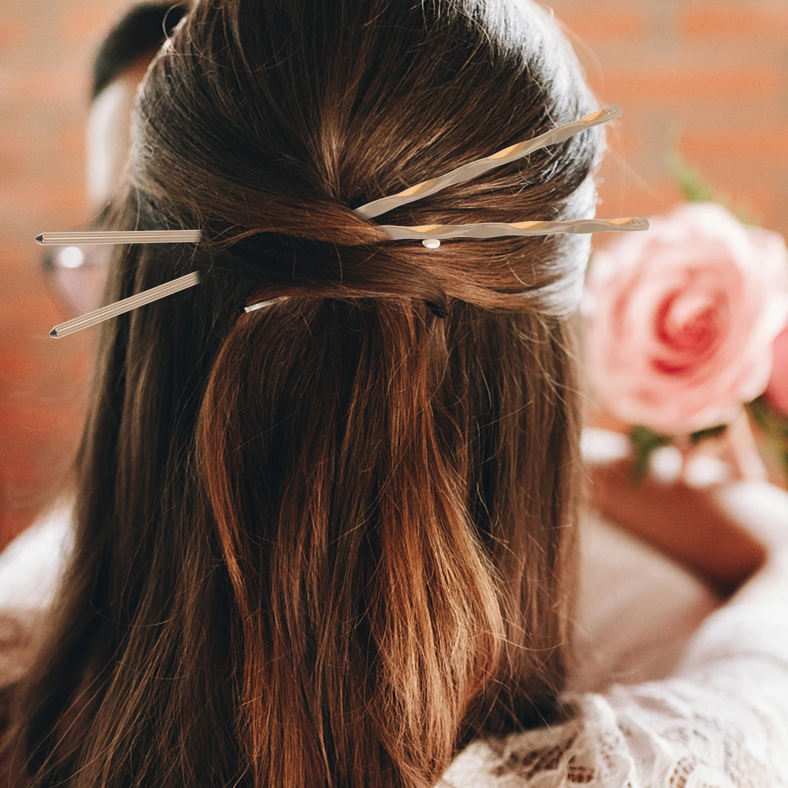 

2 Pcs Bridal Hair Stick Craft Charm DIY Accessories H made Decor Headdress Retro Golden Color Shape Unique Lovely Gift