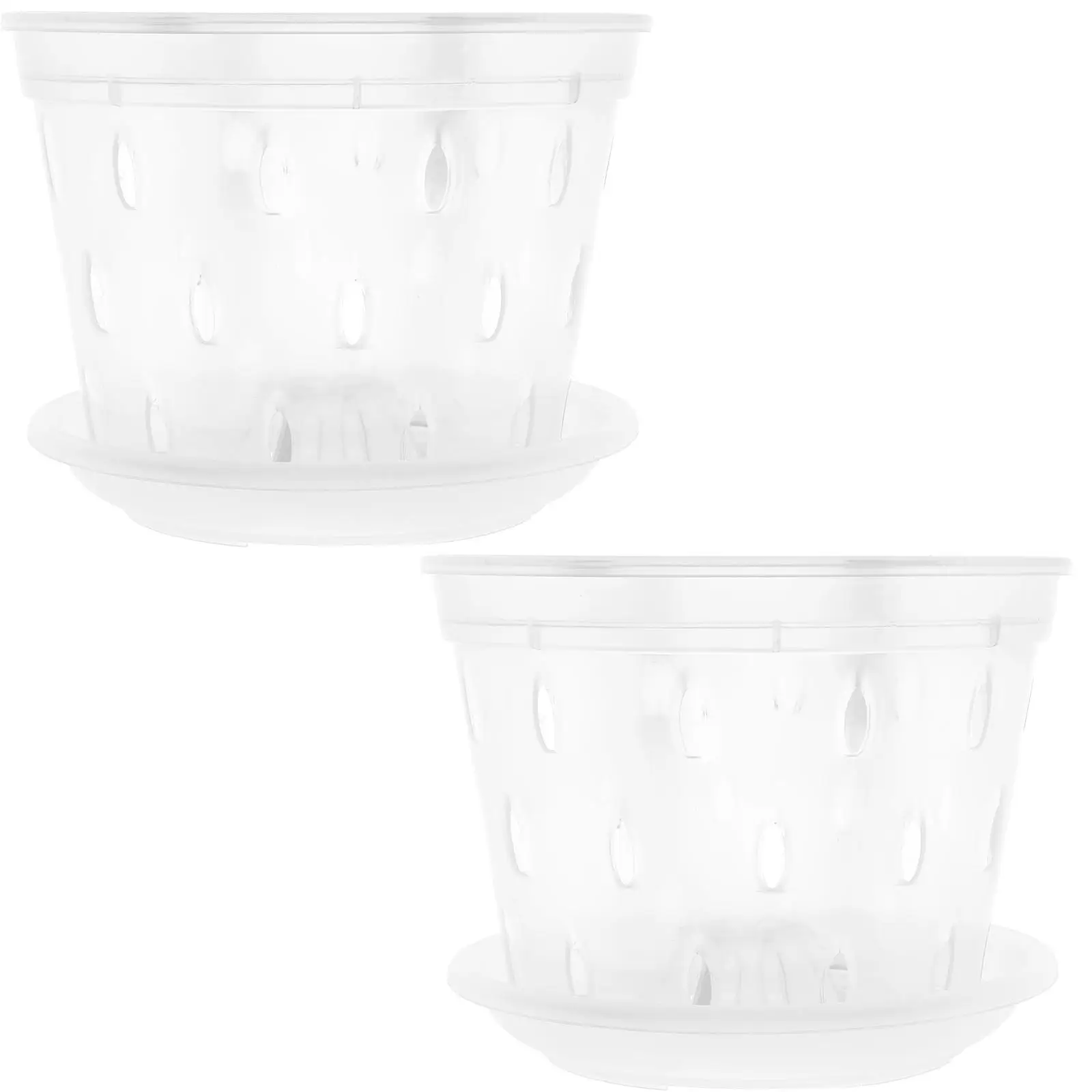 

2 Sets Outdoor Plant Pots Indoor with Drainage Holes Plastic Orchid Planter Small