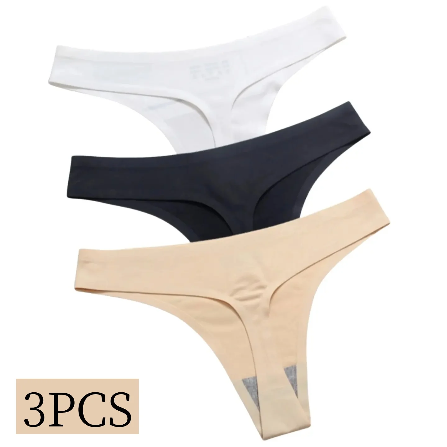 3 pçs calcinha sem costura para mulheres roupa interior de seda gelo feminino biquíni g-string lingerie fina macia esportes tangas verão pantys