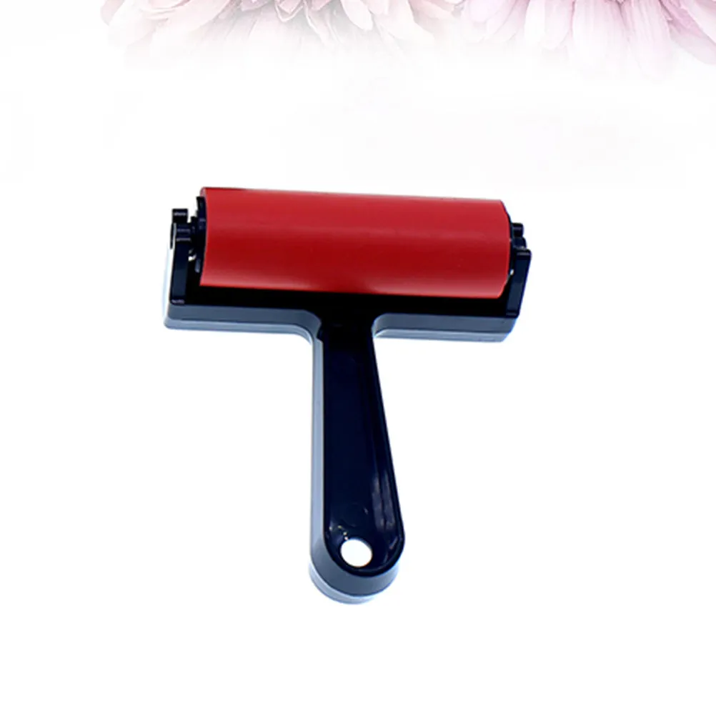 Rubber Roller Brush Red 20cm Durable Long Lasting Paint Absorbing Drip Control Art Drawing Roller Brush Mixed Media Scrapbook