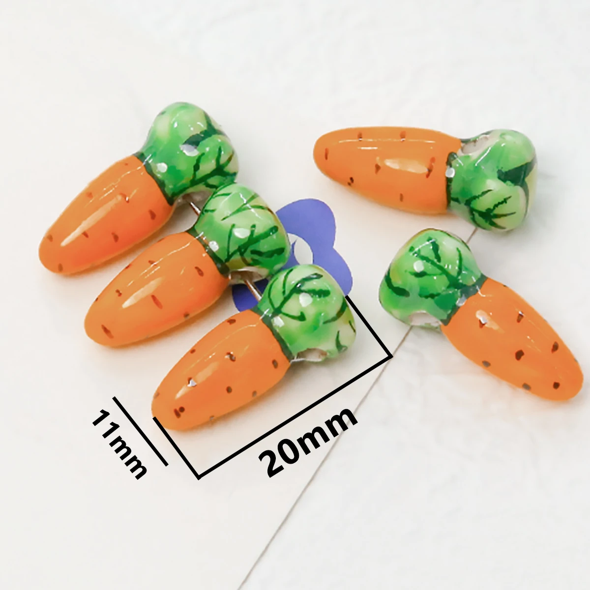 4pcs/set 11x20mm Handmade Hand Painted Cute Cartoon Carrot Ceramic Beads For Jewelry Making DIY Bracelet Earring Accessories