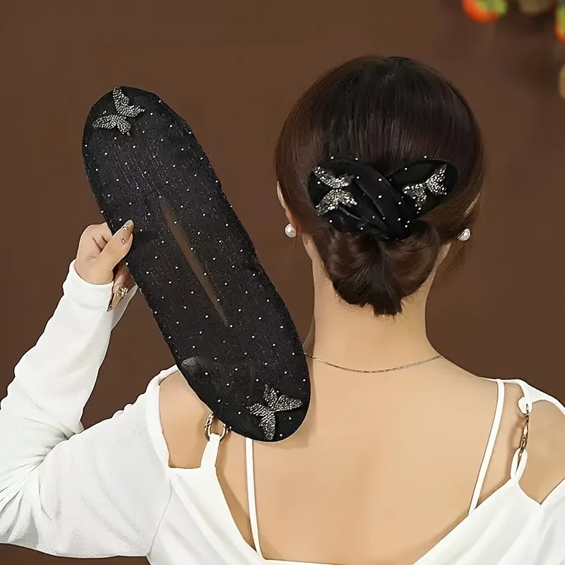 

1PC Twist Hair Bun Maker Rhinestone Butterfly Hair Clip Elegant Lazy Hairstyle Fixing Tool Soft Fabric Hair Accessories For Women Girls