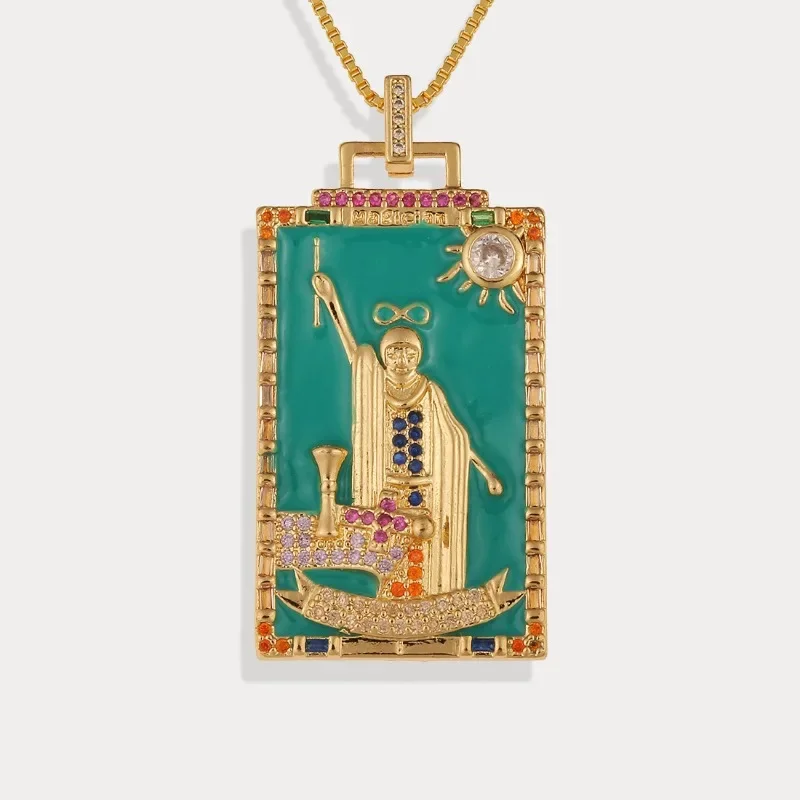 Justice TAROT Necklace Cross-border Europe and The United States Hot Electroplated Gold Color Tarot Pendant Jewellery Set 2024 image 2