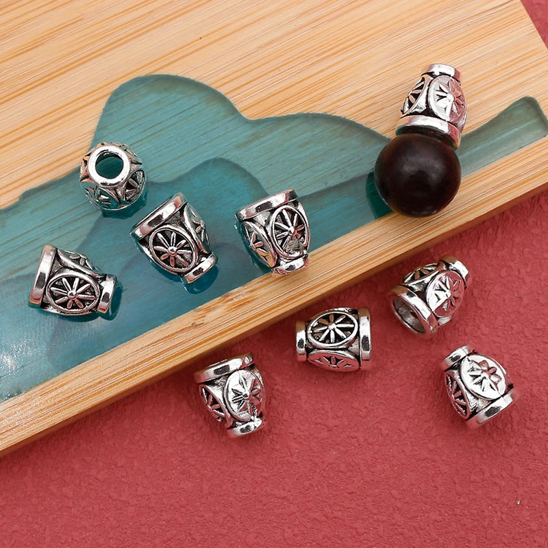 20pcs/Lot Vintage Hollow Pattern Tower Three-way Bead Caps Big Hole Rope Buckle Stopper Tassel Caps DIY Jewelry Decor Accessory