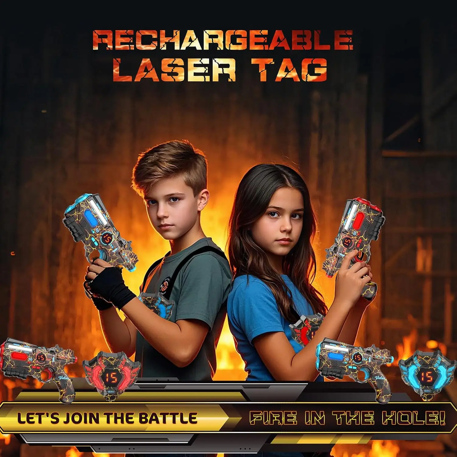 VATOS Team Play Battle Shooting Game Guns Speelgoed Oplaadbare 2,4 GHz Sync Infrarood Laser Tag Set Kerstfeest Cadeau Kinderen jongen Speelgoed