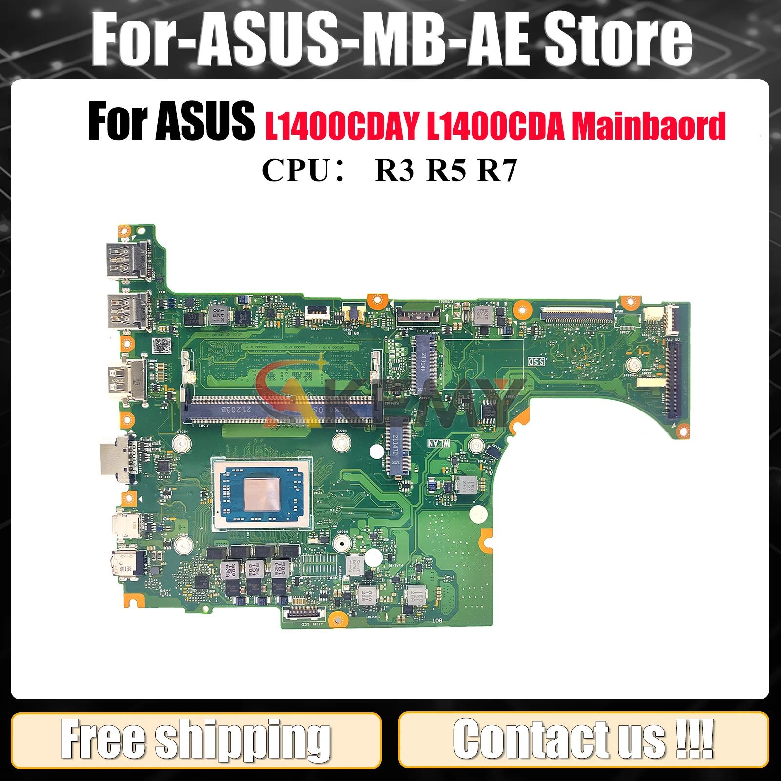 

L1400CDA Laptop Motherboard For ASUS VivoBook L1400C L1400CDAY Notebook Mainboard With R3 R5 R7 CPU 100% tests OK fast shipping