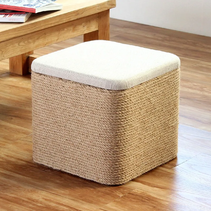 Solid Wood Flip Top Shoe Bench Large Capacity Rectangular Woven Storage Box Seat Multifunctional for Living Room Entryway Home