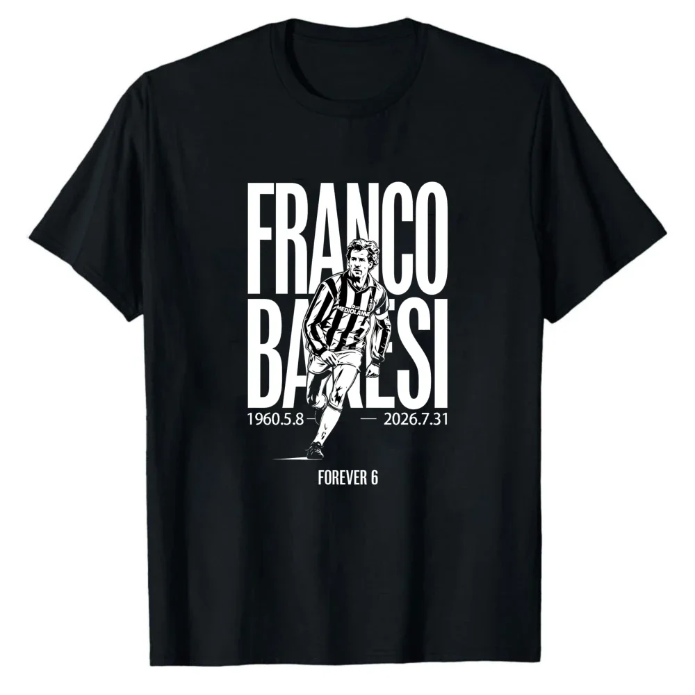 R.I.P. Franco Baresi Forever 6 Legend 1960-2026 Memorial T Shirt Curva Sud Vintage Graphic Tee Gift for Italian Football Fans