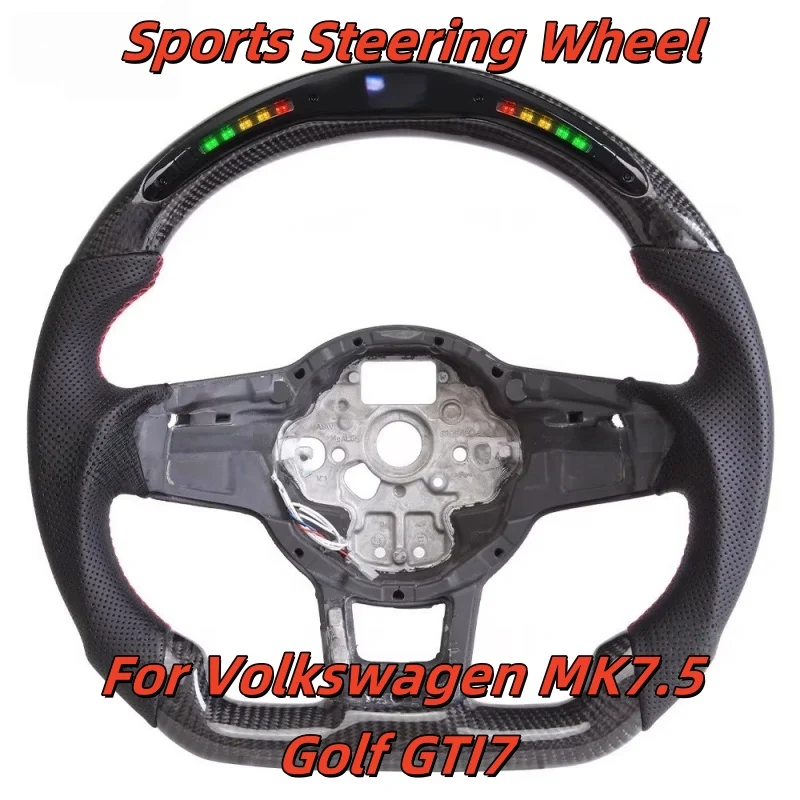 

LED Car Steering Wheel Carbon Fiber Custom Made Leather For Volkswagen MK7.5 Golf GTI7 Car Interior Accessories